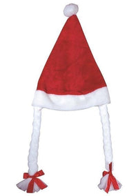 Bonnet de Mère Noël à deux tresses et nœud rouge — visuel 1