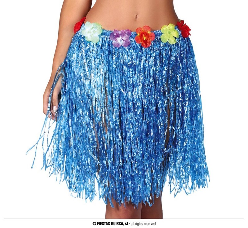 Jupe hawaïenne en raphia synthétique, 50 cm, à fleurs — visuel 1