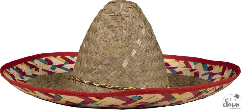 Sombrero mexicain en paille à bandes colorées — visuel 1