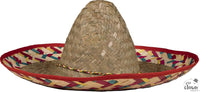 Sombrero mexicain en paille à bandes colorées — visuel 1