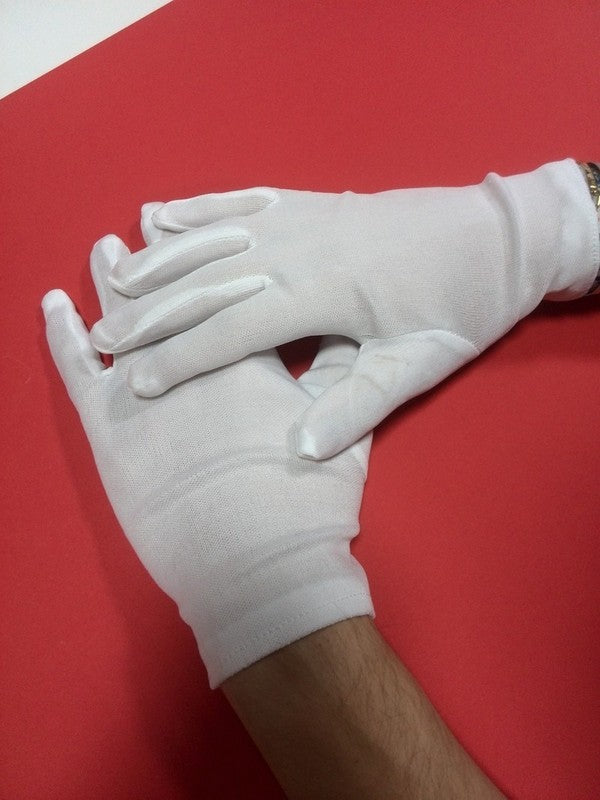 Gants blancs en polyester, taille unique élastique — visuel 2