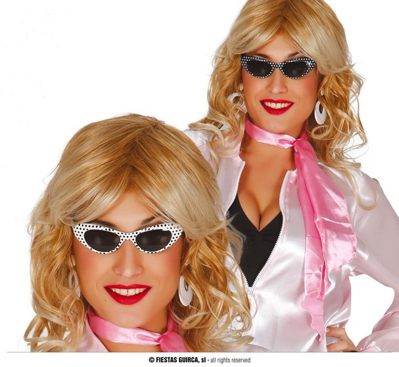 Lunettes à pois style années 60, noires ou blanches — visuel 1