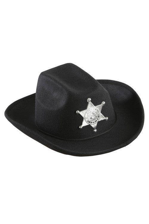 Chapeau de shérif enfant noir en feutrine rigide