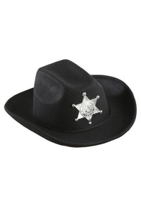 Chapeau de shérif enfant noir en feutrine rigide