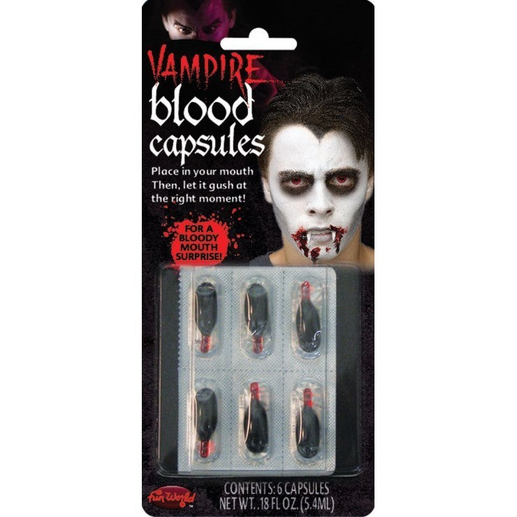 Capsules de faux sang, blister de 6, effet bouche — visuel 1