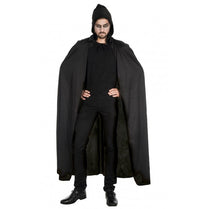Cape noire à capuche 190 cm, adulte
