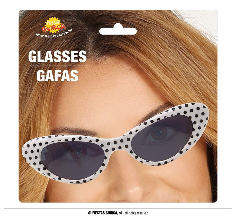 Lunettes à pois style années 60, noires ou blanches — visuel 2