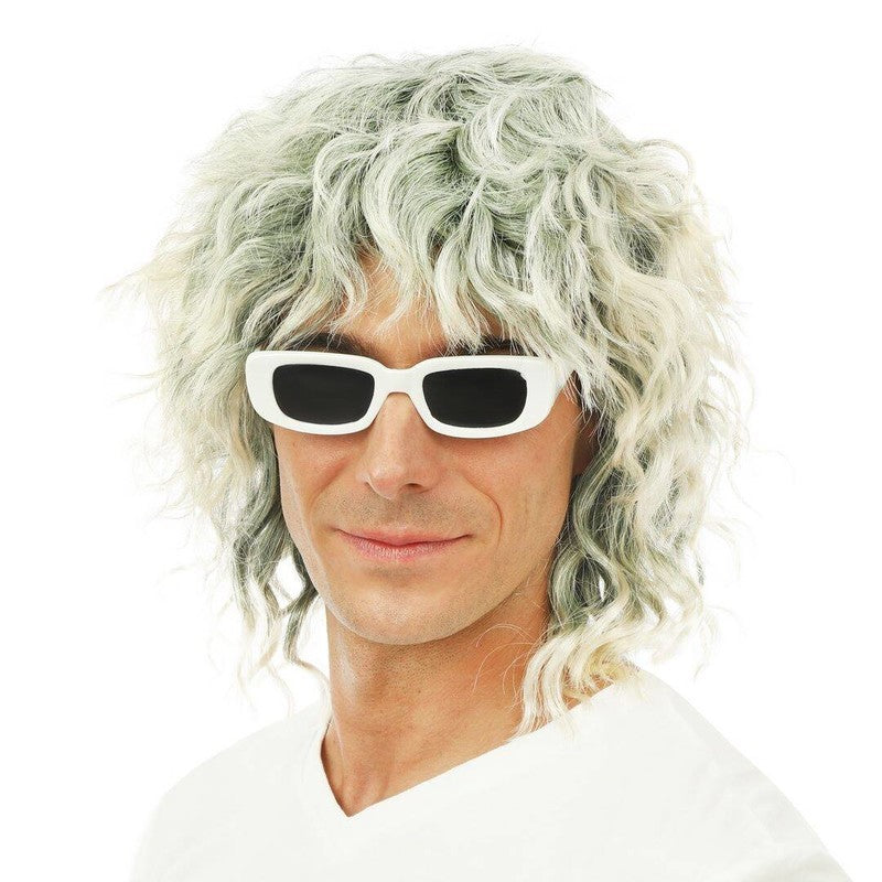 Perruque blonde à bouclettes et frange, style années 70 — visuel 1