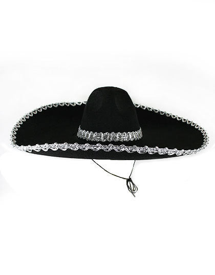 Sombrero mexicain en feutrine noire, 56 cm de diamètre — visuel 2