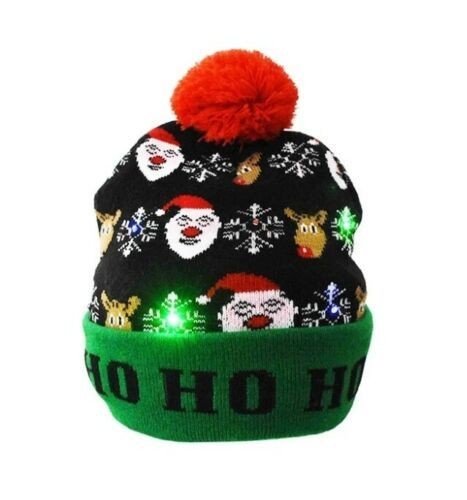 Bonnet de Noël tricoté lumineux à LED avec pompon — visuel 2