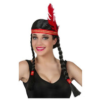 Perruque noire à tresses avec bandeau et plume — visuel 2