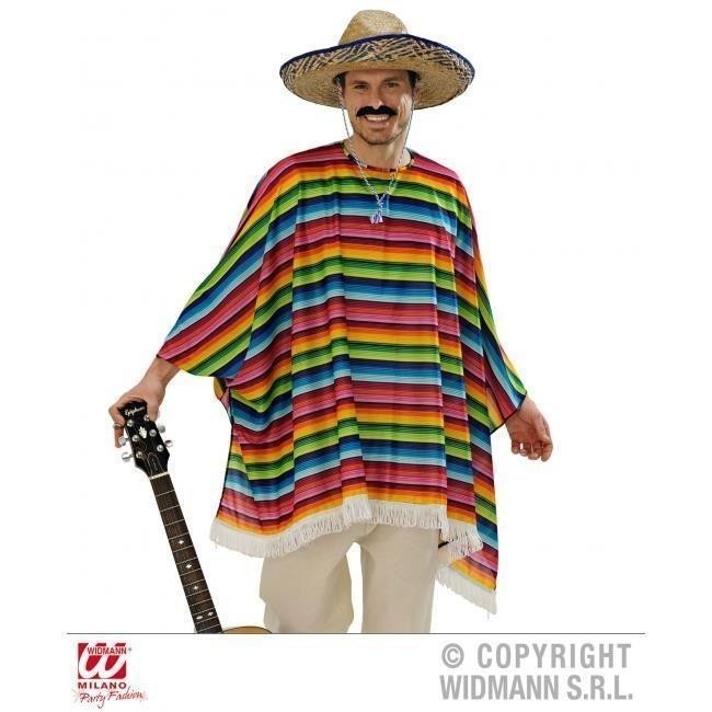 Poncho mexicain multicolore 150 cm, 100 % polyester — visuel 1