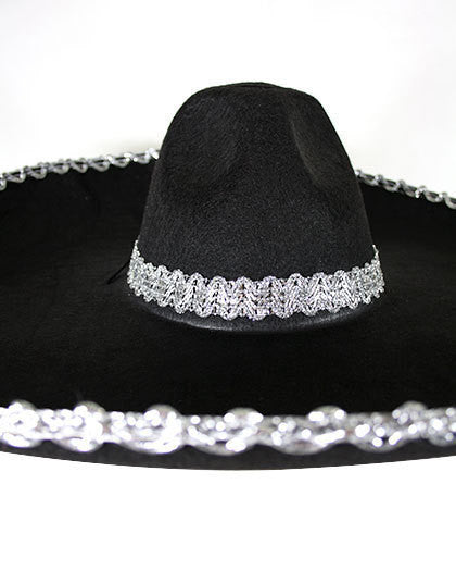Sombrero mexicain en feutrine noire, 56 cm de diamètre — visuel 3