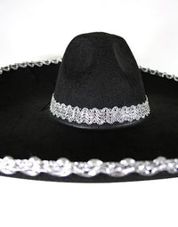 Sombrero mexicain en feutrine noire, 56 cm de diamètre — visuel 3