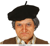 Béret basque noir en tissu, taille unique adulte