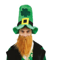 Chapeau haut de forme vert Saint-Patrick et barbe rousse — visuel 1