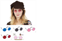 Lunettes hippie rondes à branches dorées, verres colorés — visuel 1