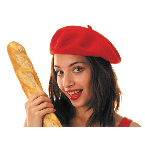 Béret basque rouge, laine et nylon, taille unique