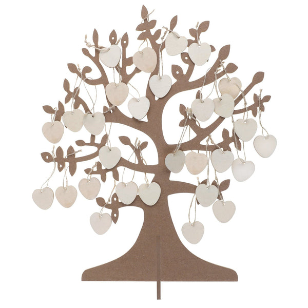Arbre à vœux en bois avec 50 cœurs, 48 cm