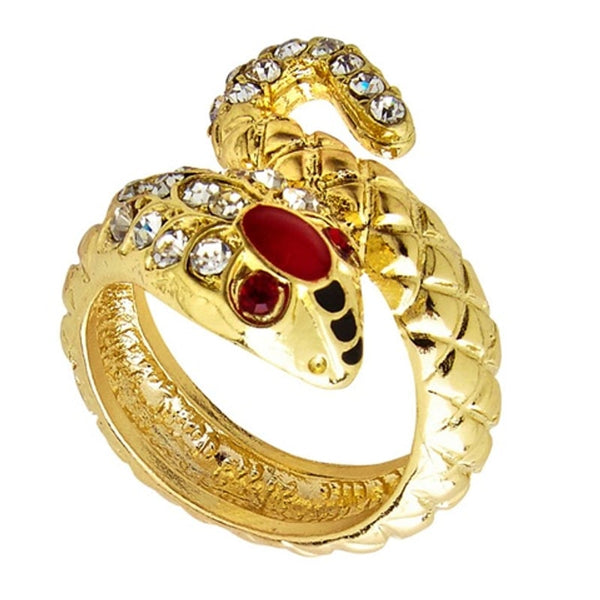 Bague serpent dorée à strass