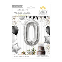 Ballon chiffre argent 100 cm, de 0 à 9
