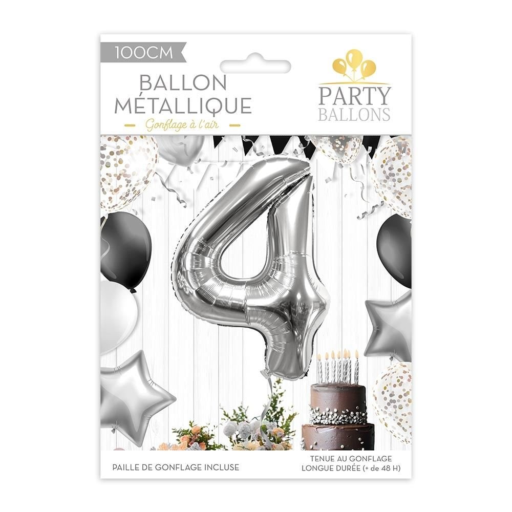 Ballon chiffre argent 100 cm, de 0 à 9 — vue 5