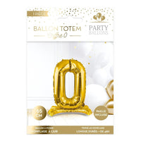 Ballon chiffre doré sur pied 65 cm, de 0 à 9