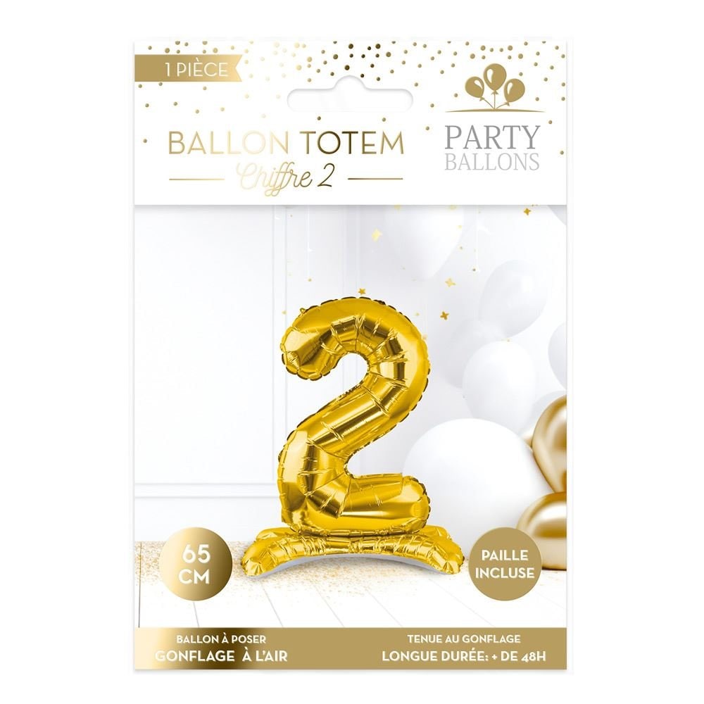 Ballon chiffre doré sur pied 65 cm, de 0 à 9 — vue 3