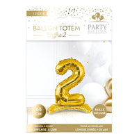 Ballon chiffre doré sur pied 65 cm, de 0 à 9 — vue 3