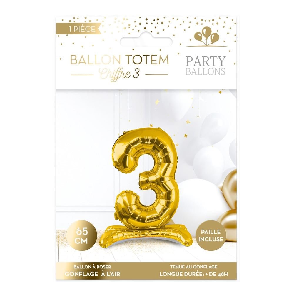 Ballon chiffre doré sur pied 65 cm, de 0 à 9 — vue 4