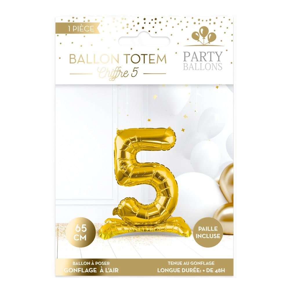 Ballon chiffre doré sur pied 65 cm, de 0 à 9 — vue 6