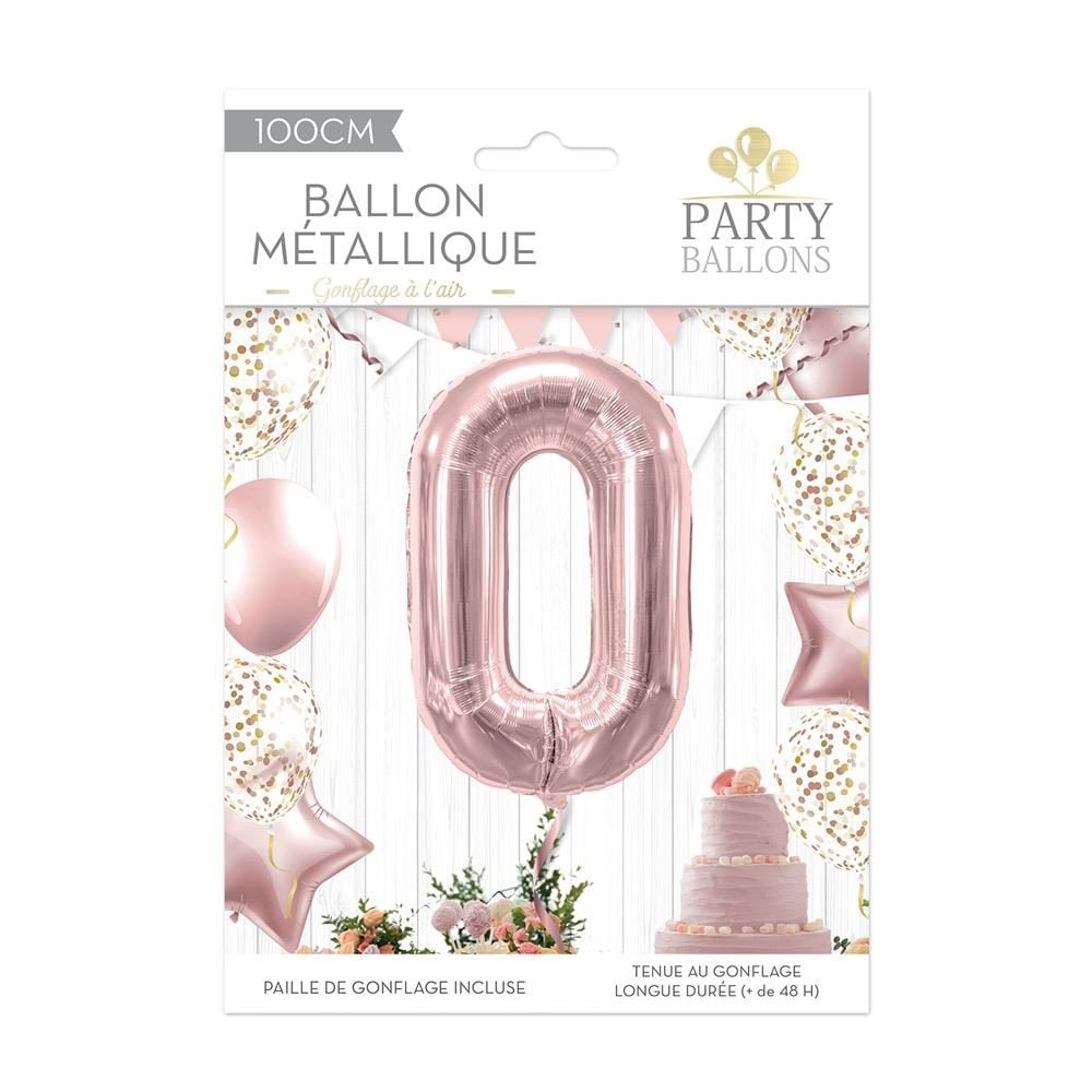 Ballon chiffre rose doré 100 cm, de 0 à 9