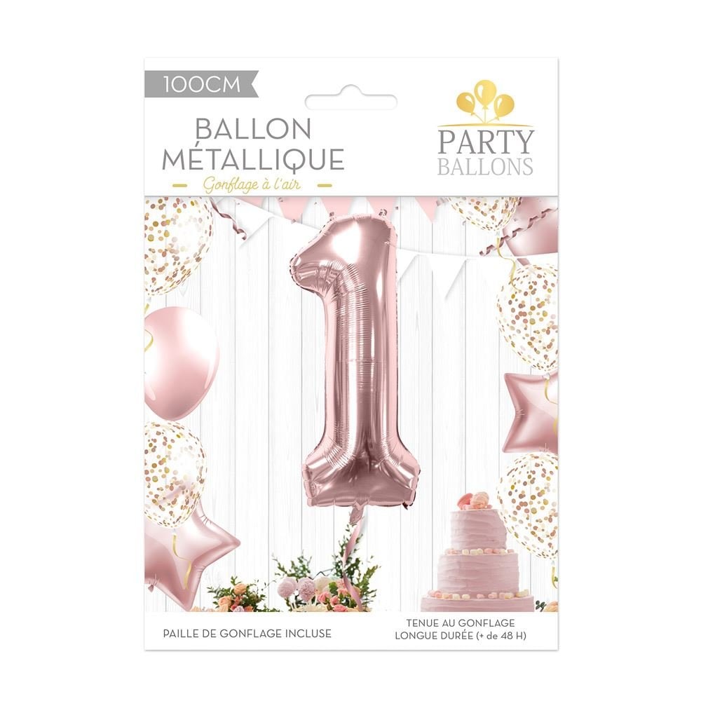 Ballon chiffre rose doré 100 cm, de 0 à 9 — vue 2