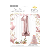 Ballon chiffre rose doré 100 cm, de 0 à 9 — vue 2