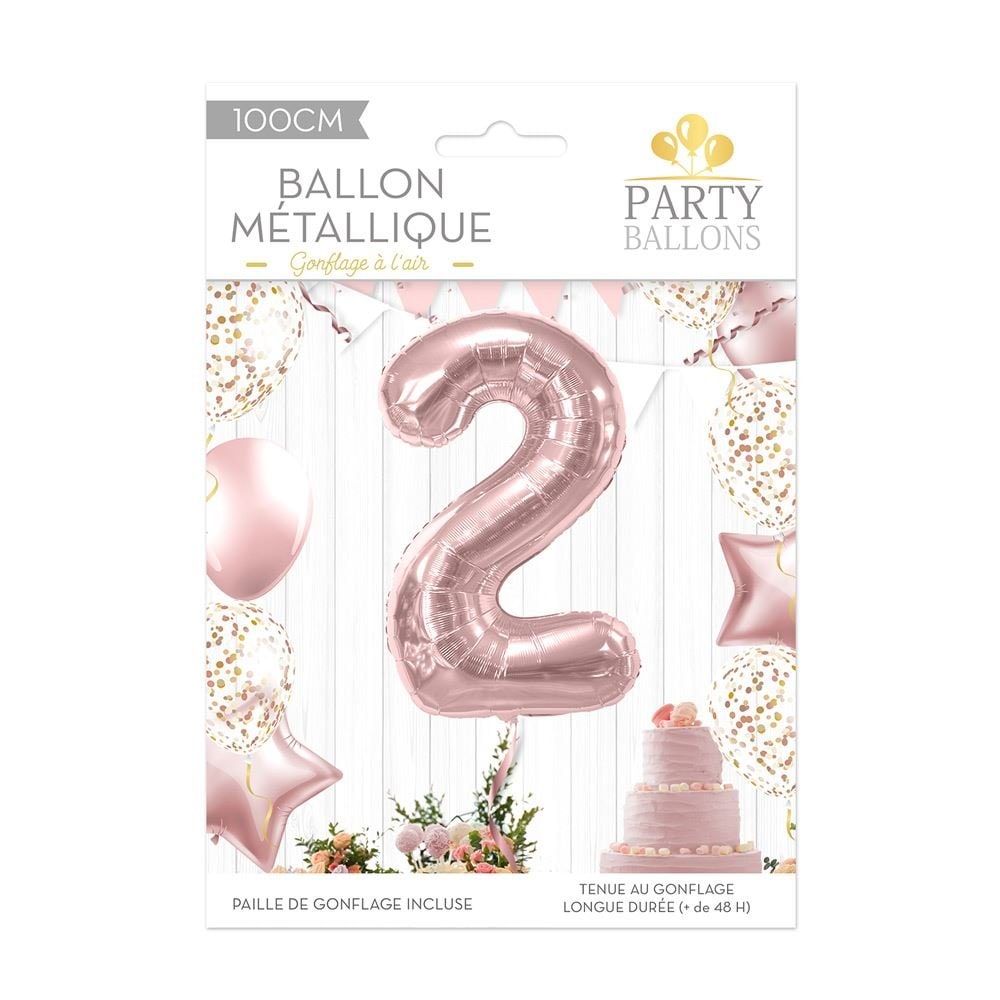 Ballon chiffre rose doré 100 cm, de 0 à 9 — vue 3