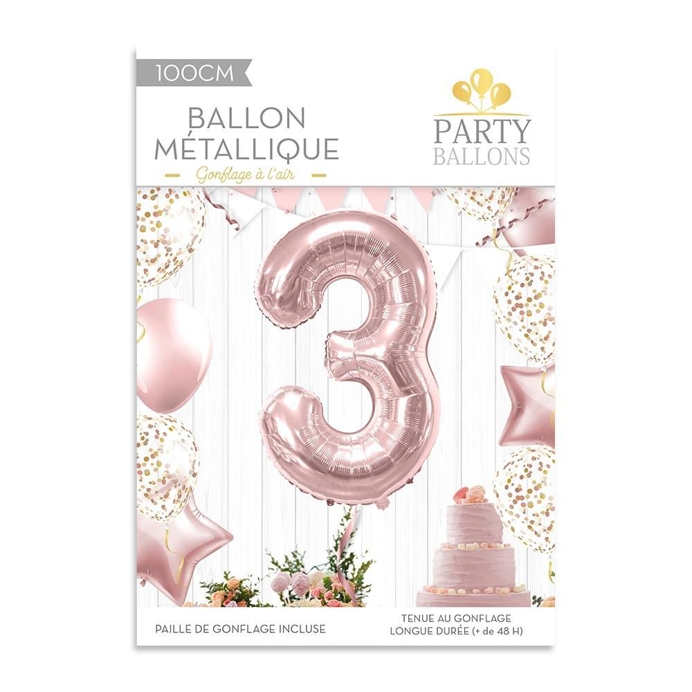Ballon chiffre rose doré 100 cm, de 0 à 9 — vue 4