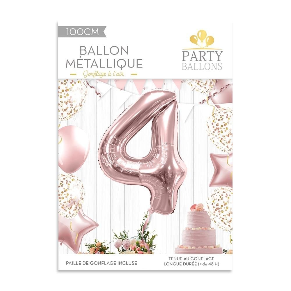 Ballon chiffre rose doré 100 cm, de 0 à 9 — vue 5