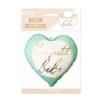 Ballon cœur « Mon petit bébé », 35 cm — Vert d'eau