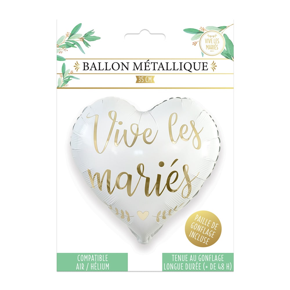 Ballon cœur « Vive les mariés », 35 cm