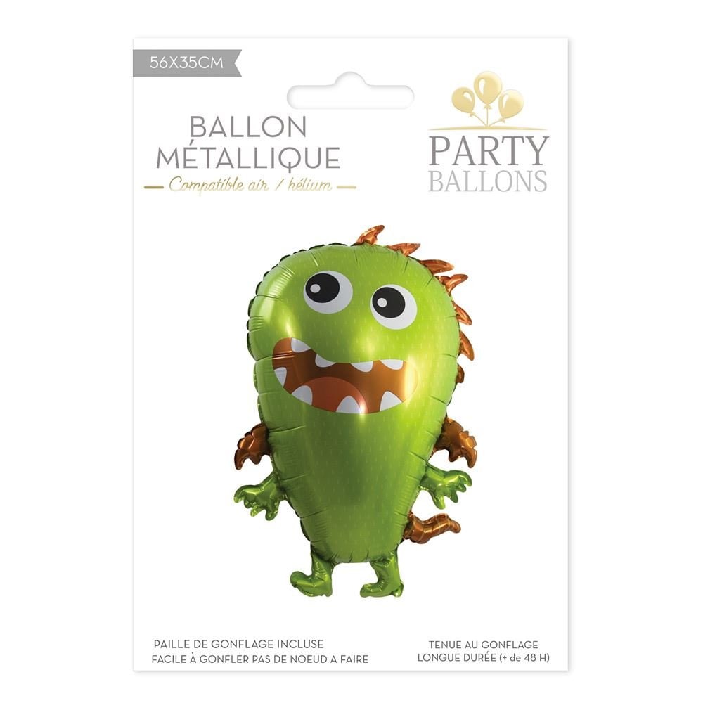Ballon métallique petit monstre vert