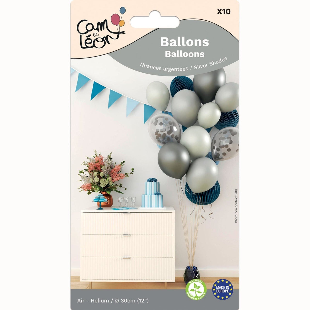 Ballons 30 cm nuances argent ou or, lot de 10 — vue 3