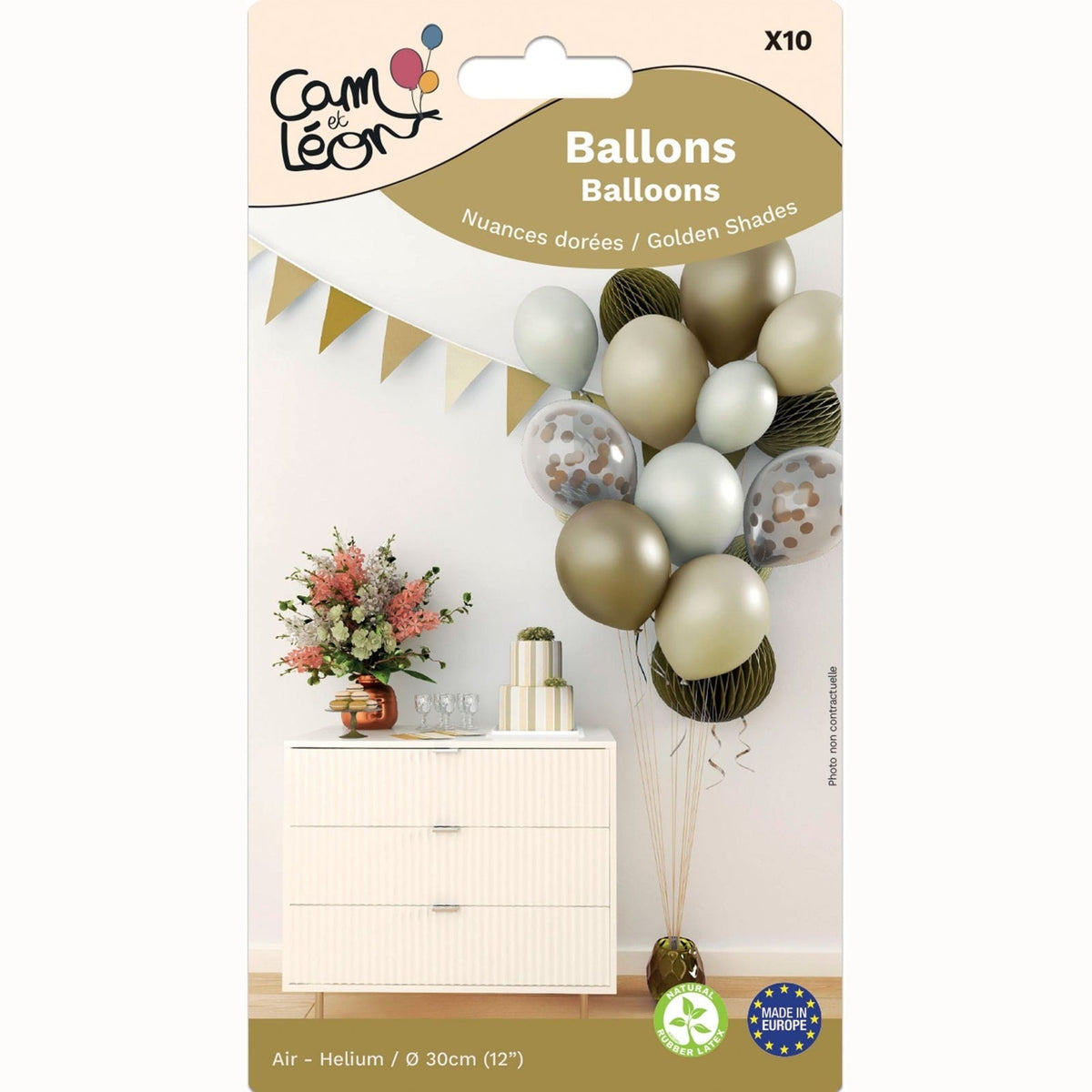 Ballons 30 cm nuances argent ou or, lot de 10 — vue 4
