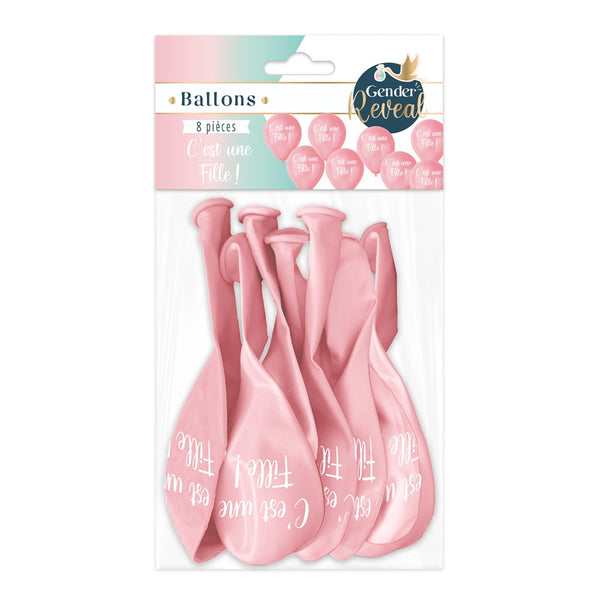 Ballons « C'est une fille ! », roses