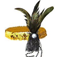 Bandeau charleston à sequins, plumes et perles — vue 2