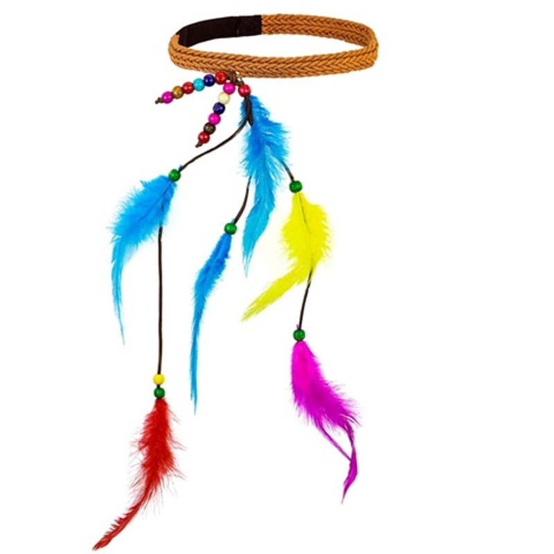 Bandeau hippie à perles et plumes