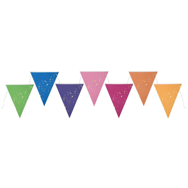Banderole de fanions multicolores Holi, 3 m