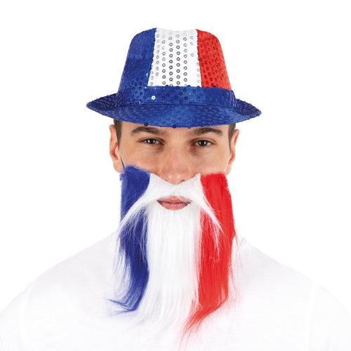 Barbe et moustache bleu blanc rouge