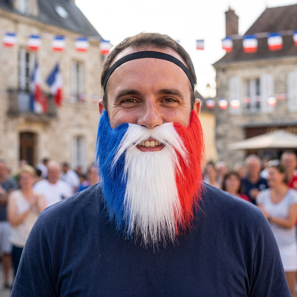 Barbe tricolore bleu blanc rouge à élastique