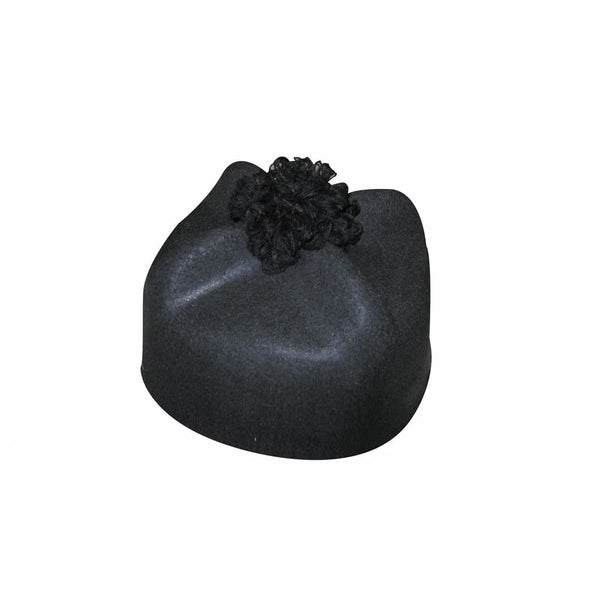 Barrette de curé en feutrine noire avec pompon