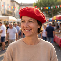 Béret basque rouge, laine et nylon, taille unique